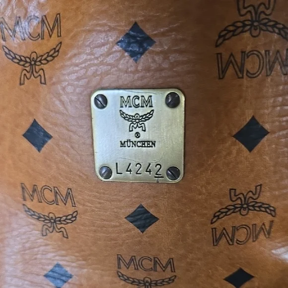 MCM Cognac Brown Visetos Top-Handle Satchel - Picture 2 of 6